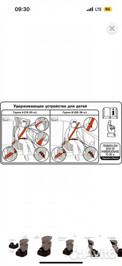 Детское автокресло группа II, III 15-36 кг