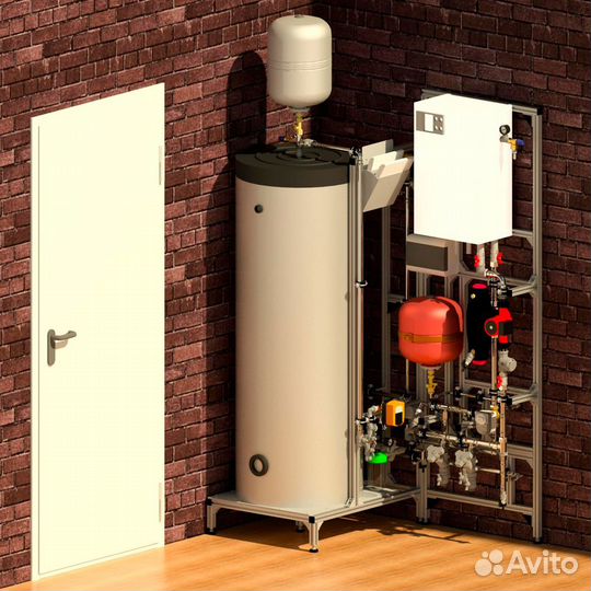 Котельная с тепловым насосом и бойлером