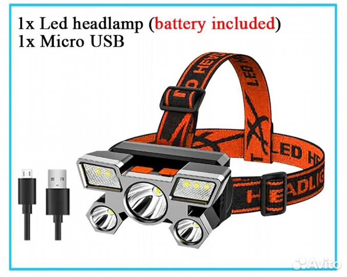 Налобный фонарь новый аккумуляторный