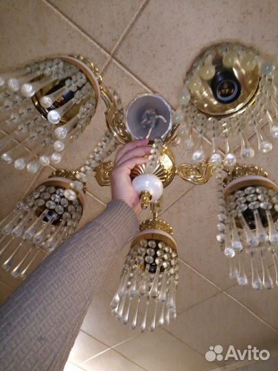 Люстра хрусталь/фарфор/позолоченный СССР