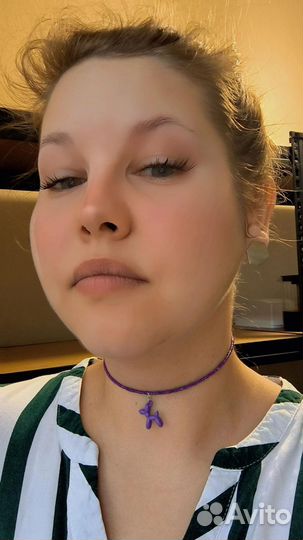 Синий чокер с синей собачкой