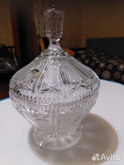 Хрустальная конфетница, чсср, три ножки