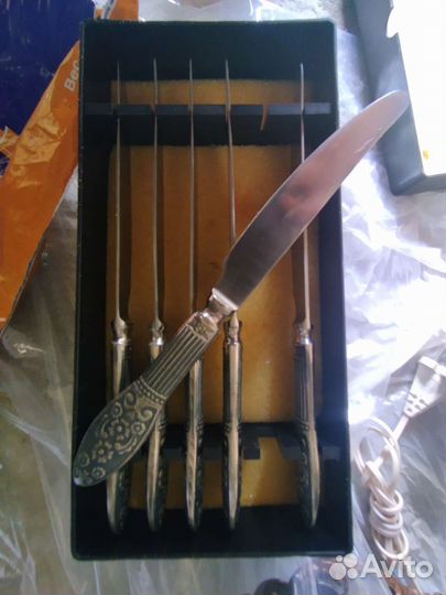 Мельхиоровые ножи СССР новые. Набор из 6 шт