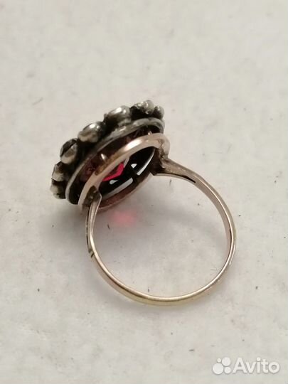 Кольцо, золото, серебро, камень