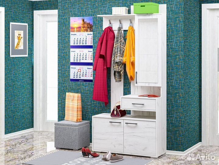 Прихожая пр-11 с зеркалом Крафт светлый