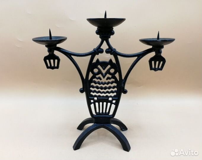 Куса Касли литье Подсвечник на 3 свечи Сова 23 см