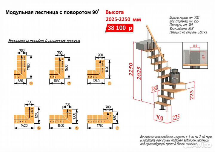 Малогабаритная лестница на металлокаркасе