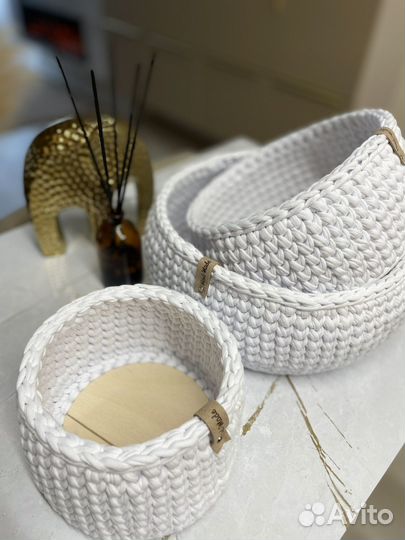 Интерьерные корзины из трикотажной пряжи