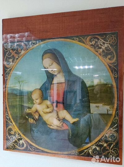 Картина СССР Дева Мария с ребенком ручная работа