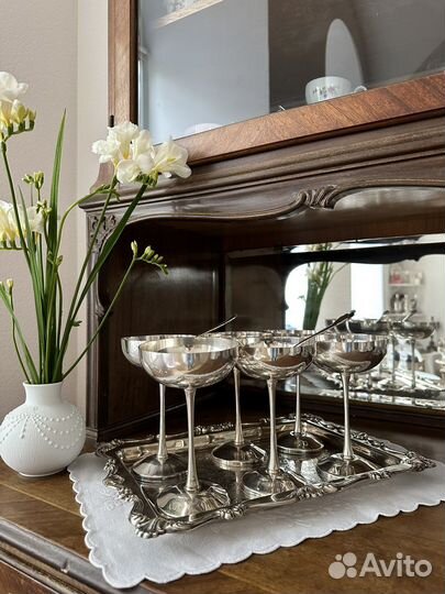 Креманки бокалы серебрение винтаж Италия