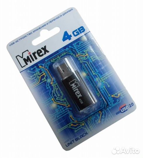 USB флешка Флешка 4 гб Mirex Unit Black