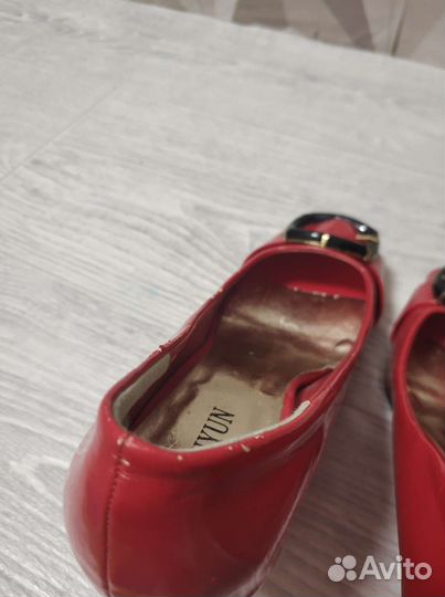 Туфли на танкетке красные 38 кожзам