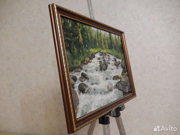 Картина маслом на холсте «Серебренный звон ручья»