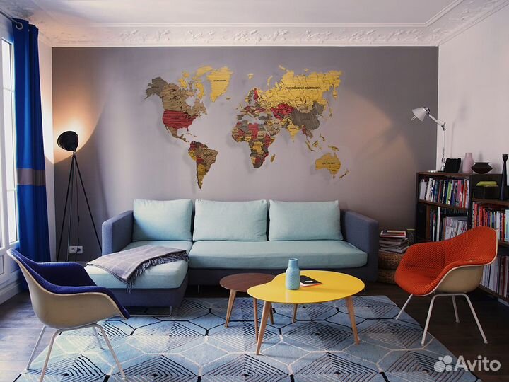 Карта мира из дерева Монтеверде Череповец