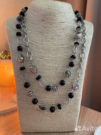 Сотуар из натуралтных камней. Длинное колье