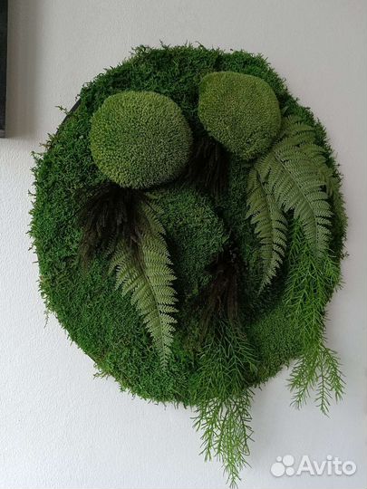 Панно на стену круглое из мха