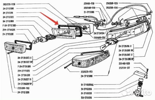 Прокладка корпуса подфарника газ 24 Волга