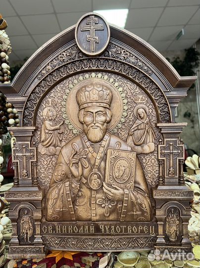 Икона Николай Чудотворец из дерева