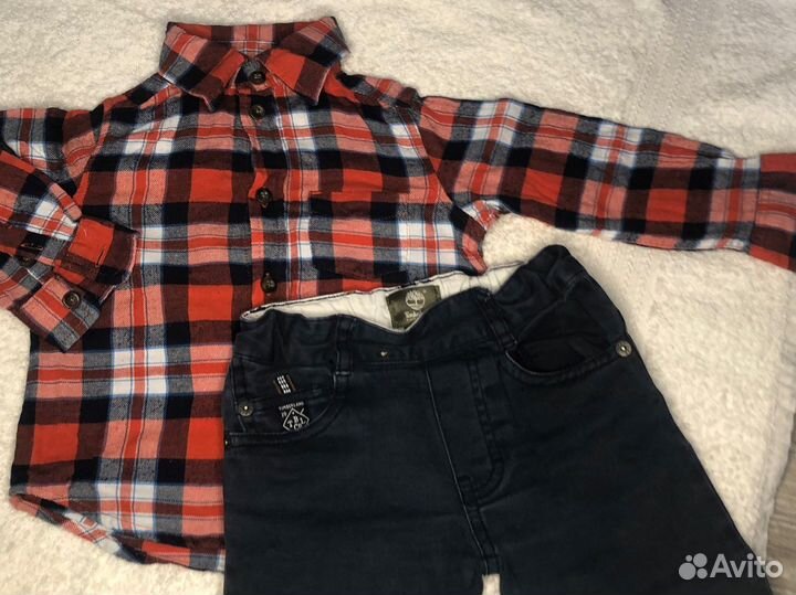 Рубашка в клетку и джинсы детское