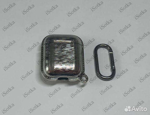 Чехол для AirPods 1/2 серия блестящий (серебряный)