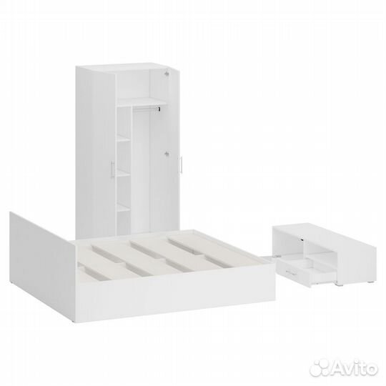 Спальня белая Стандарт № 3 Стандарт с кроватью 1800, цвет белый, спальное место 1800х2000 мм., без м