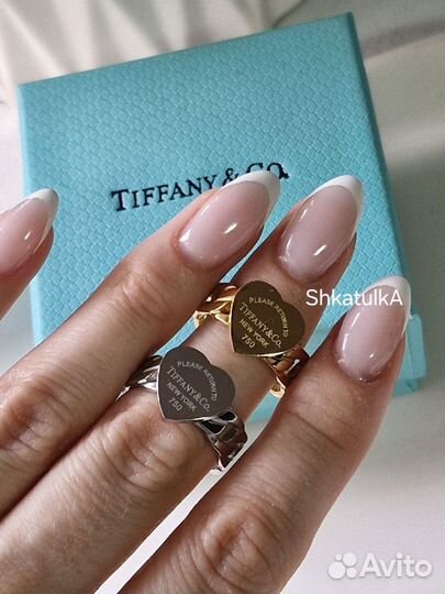 Кольцо Tiffany сердце цвет золото серебро