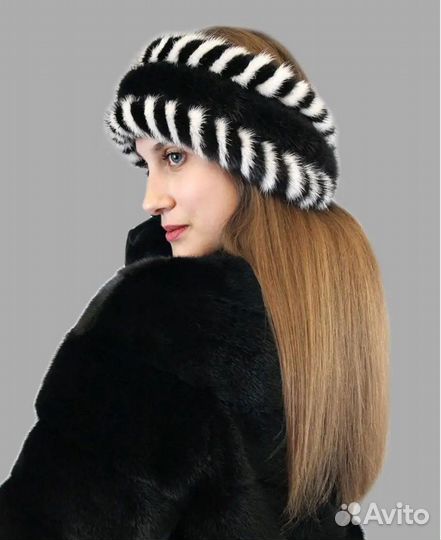 Повязка на голову из вязаной норки