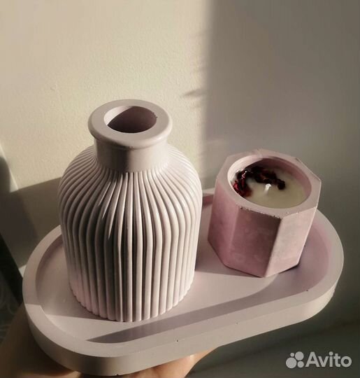 Декор из гипса(ваза, шкатулка, свечи)