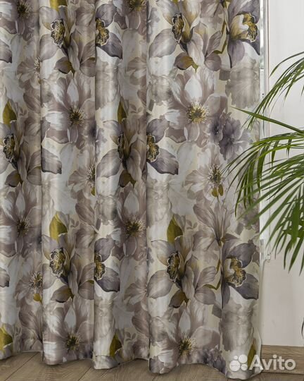 Портьеры рогожка Жардин бронзовый шторы