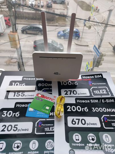 Wi-Fi роутер 4g с сим картой+ безлимитный интeрнет