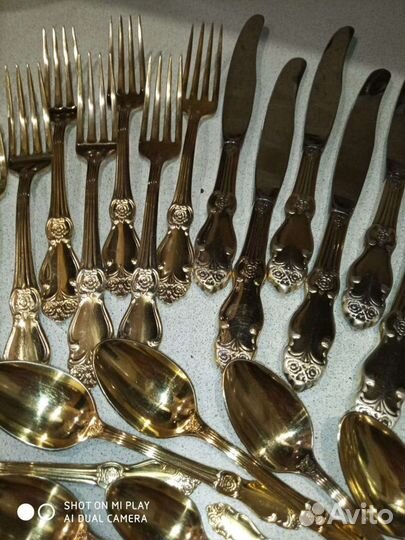 Набор мельхиоровый золотая роза 48 предметов