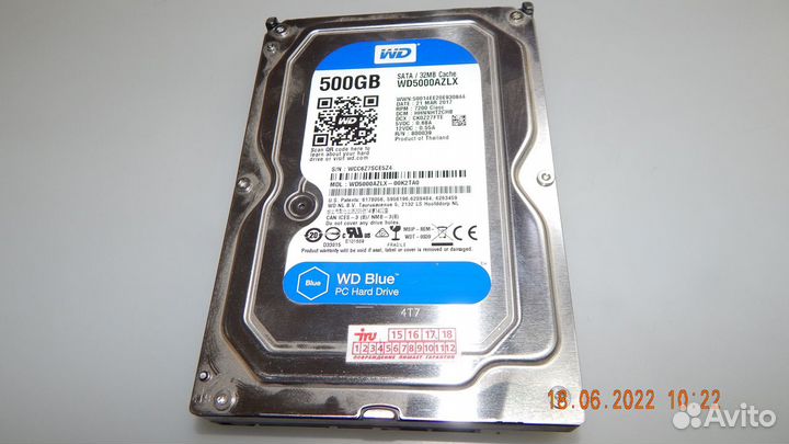 Жесткий диск (винчестер) 500Gb WD Blue WD5000azlx