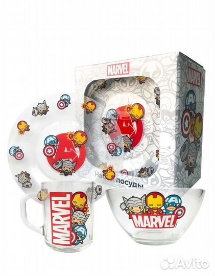 Набор детской посуды 3 штуки marvel