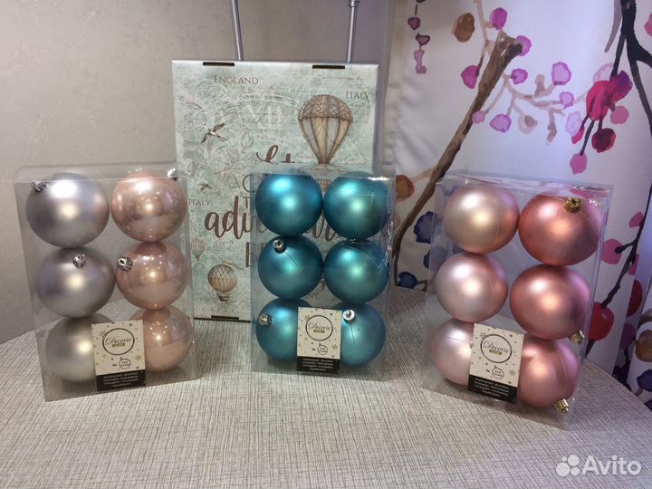 Шары новогодние 8 см.новые. (6 шт в упаковке)