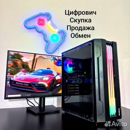 Игровой пк R5 2600/ GTX 1070 + Монитор 24 dexp