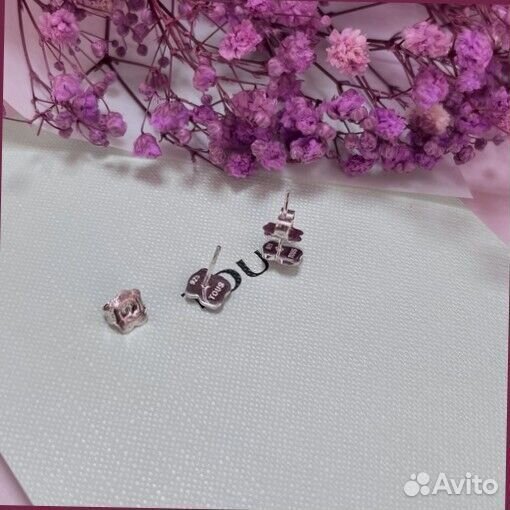 Серьги Tous New color розовый кварц 7мм