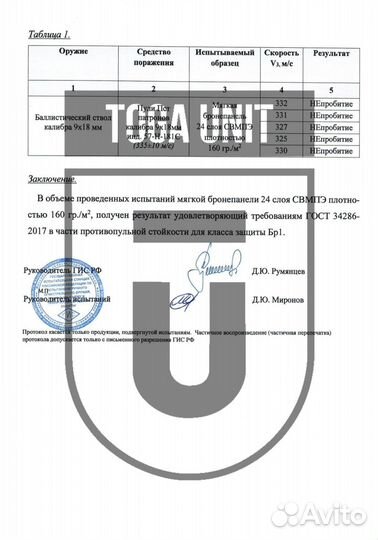 Баллистика в бока бронежилета Бр1