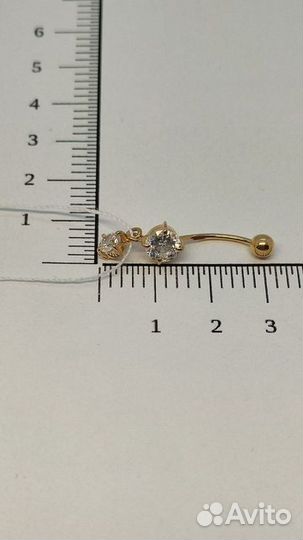 Золотой пирсинг с камнем