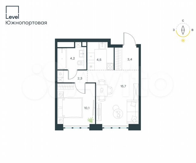 2-к. квартира, 40,2 м², 25/69 эт.