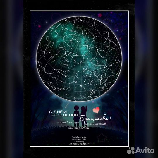 Подарок близкому человеку. Карта звёздного неба