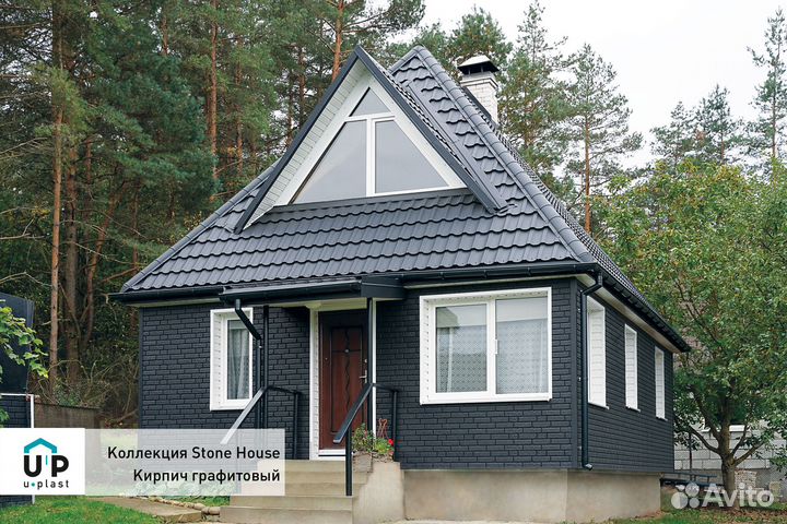 Фасадная панель Ю-Пласт Стоун-Хаус кирпич (графито