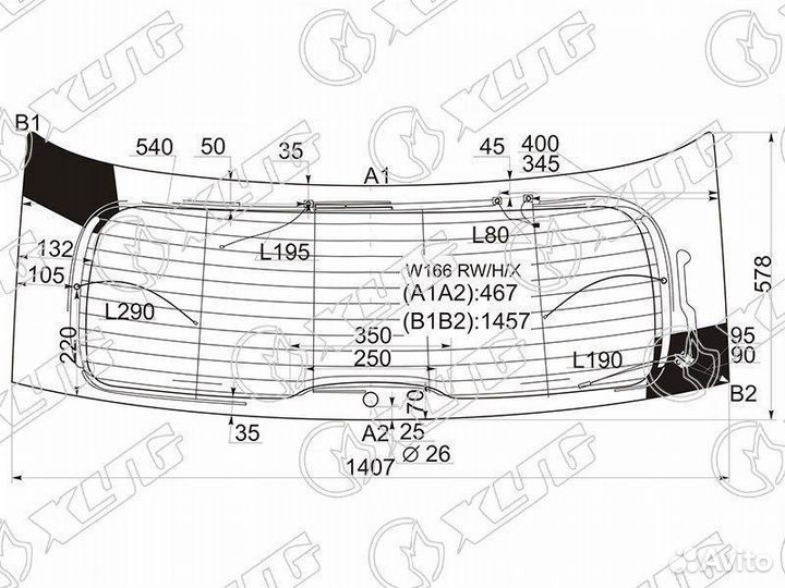 Стекло заднее с обогревом mercedes-benz ML-class