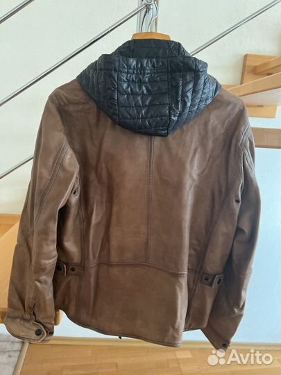 Кожаная куртка мужская massimo dutti размер М