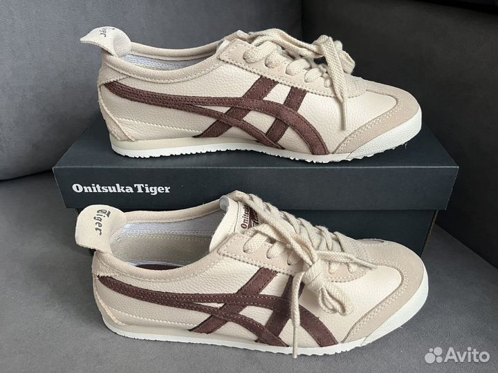 Кроссовки Onitsuka Tiger mexico 66 коричневые