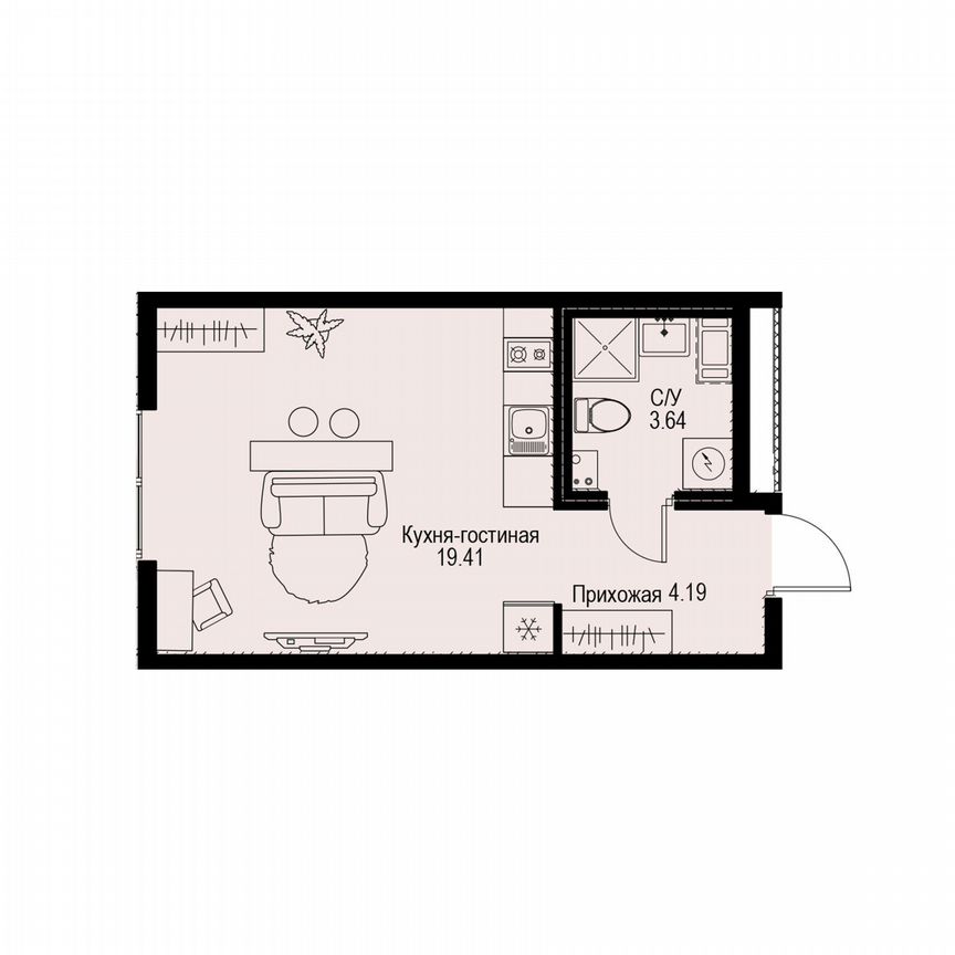 Квартира-студия, 27,2 м², 6/6 эт.