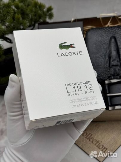 Набор 3в1 Lacoste Кошелек ремень парфюм