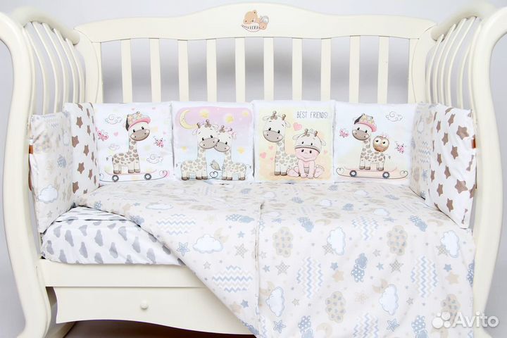 Комплект в кроватку Подушкино Панно «Жирафики» съё