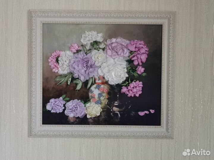 Картина Эустома и хризантемы