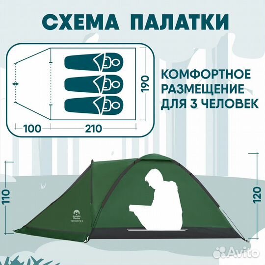 Палатка рыбалка 3-местная Jungle Camp Toronto