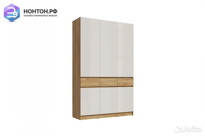 Шкаф 3-х створчатый Роджина дуб крафт / белый глян